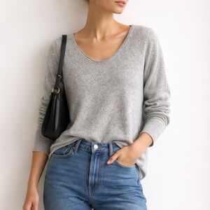 J.Crew Cotton Cashmere Sweater Gray Roll Neck Lightweight Knit Size S